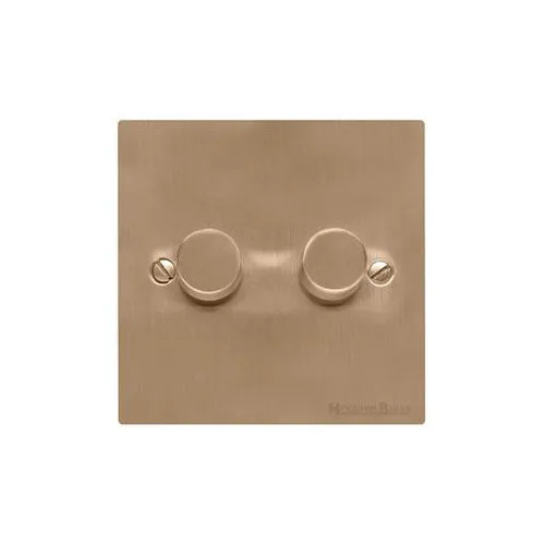 Elite Flat Plate Range-Antique Brass-2 Gang Dimmer (250 watts)