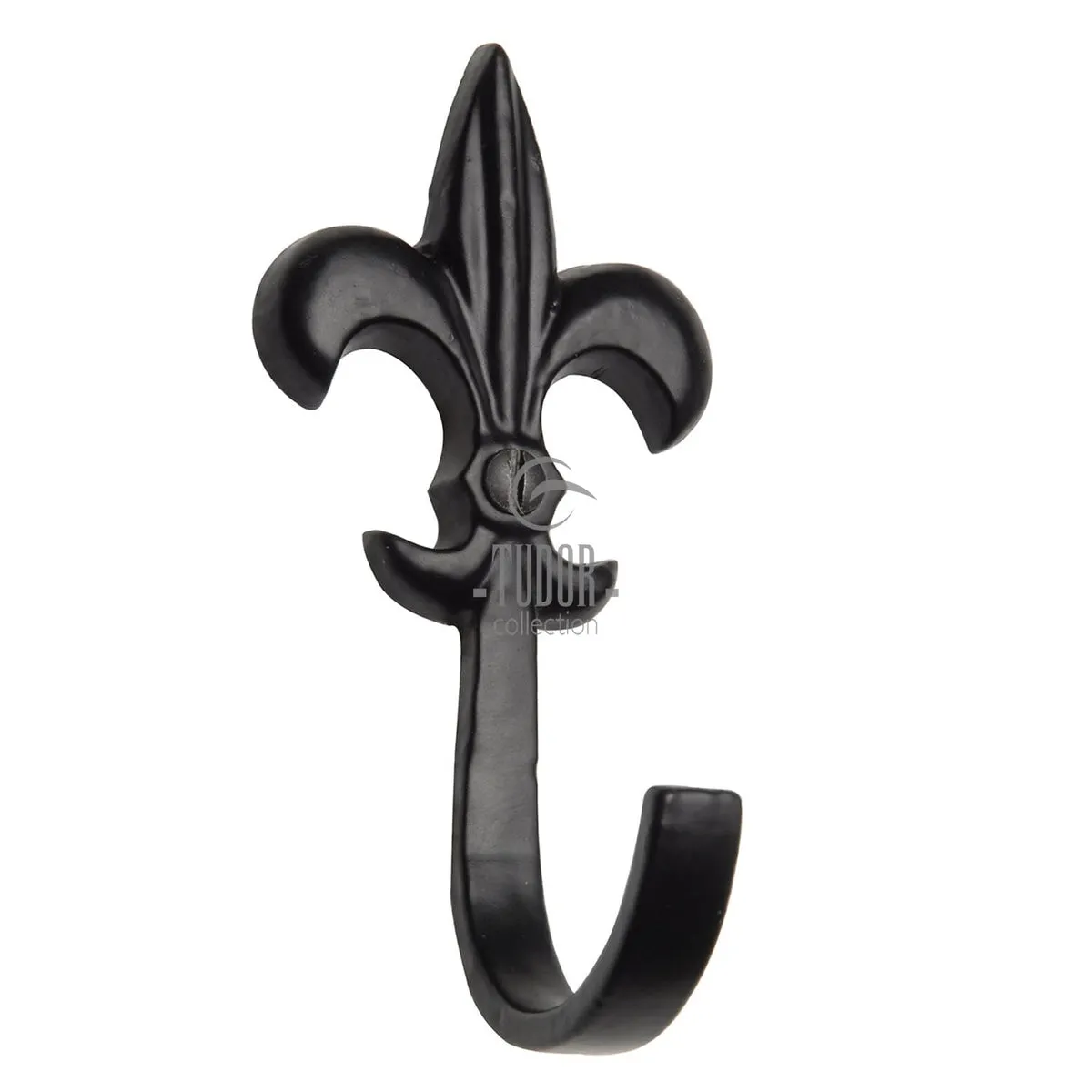 Tudor Fleur-de-lys Coat Hook Black Iron