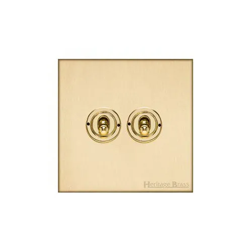 Windsor Range-Satin Brass-2 Gang Toggle Switch