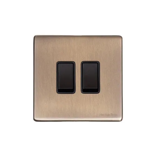 Vintage Range-Antique Brass-2 Gang Rocker Switch (10 Amp)