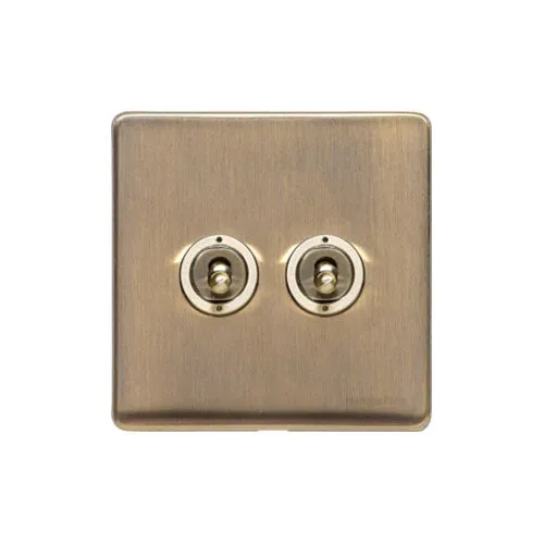 Vintage Range-Antique Brass-2 Gang Toggle Switch