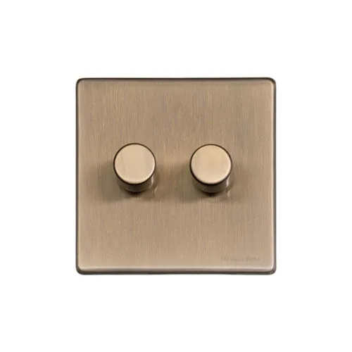 Vintage Range-Antique Brass-2 Gang Dimmer (250 watts)