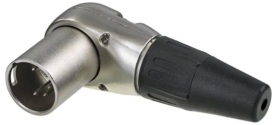 REAN RC5MR 90° 5-Pole XLR Plug, Nickel, Silver Plated