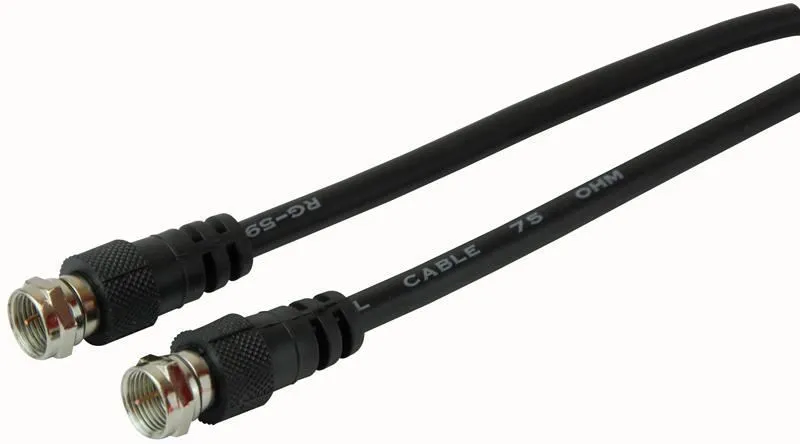 Pro Signal F Plug to F Plug Lead, RG59 Coaxial, 1.5m Black