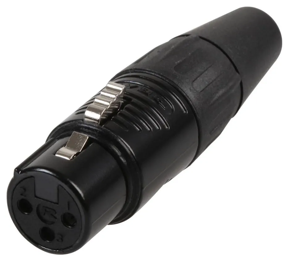 REAN RC3F-BAG 3 Pole XLR Socket, Black, Silver Contacts