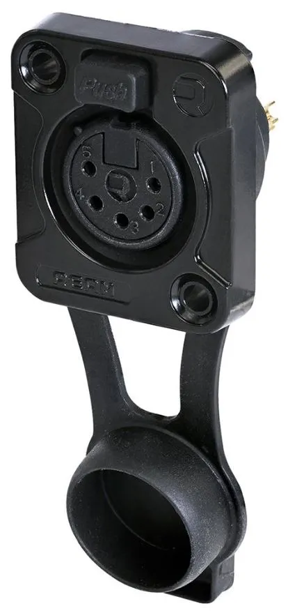 REAN 5-Pole XLR Socket, Panel Mount, IP65, Black, Gold Plated