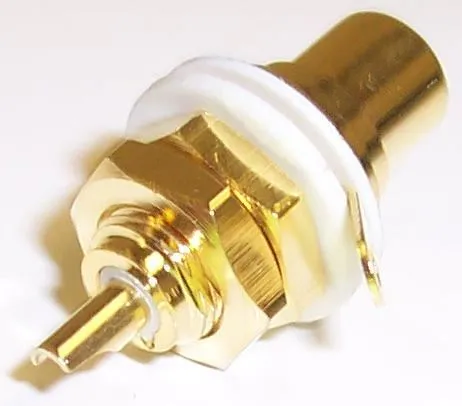 REAN 2-Pin Phono Socket, Gold-Plated, White Metal Chassis