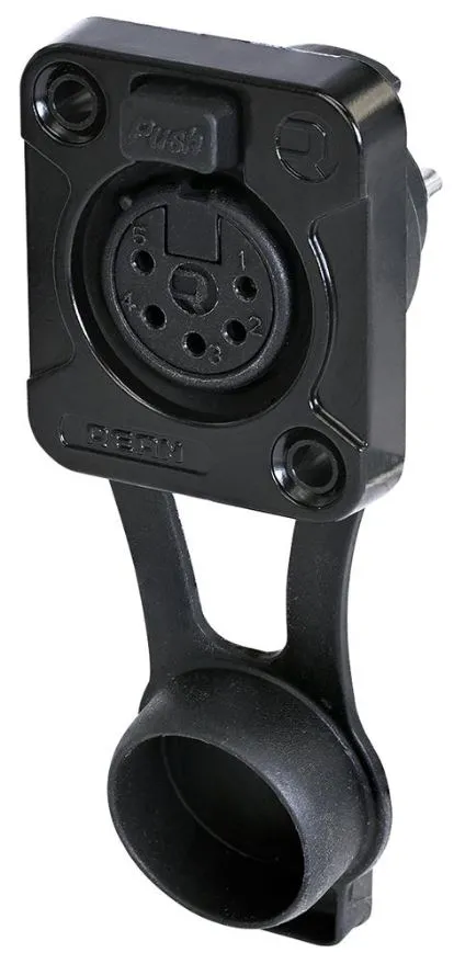 REAN 5 Pole XLR Socket, Panel Mount, IP65, Black