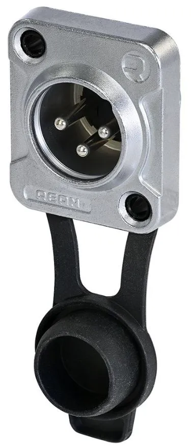 REAN 3 Pole XLR Panel Mount Plug, D Size, IP65, Chrome