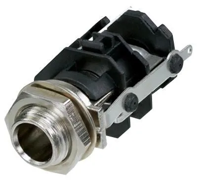 REAN 6.35mm (1/4”) Vertical Mount Jack Socket, Silver Plated, PCB Mount