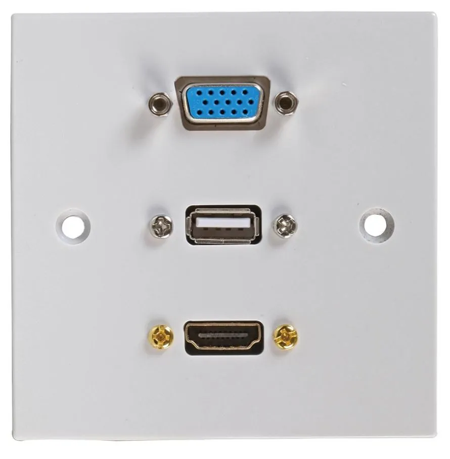 PRO SIGNAL 1-Gang Wall Plate with HDMI, VGA & USB A Ports
