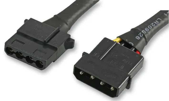 AKASA 4-Pin Molex Male to Female Extension Lead, 30cm