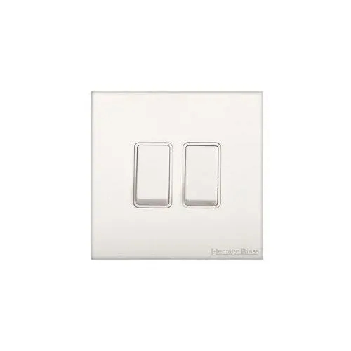 Windsor Range-Matt White-2 Gang Rocker Switch (10 Amp)