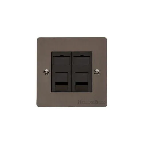 Elite Flat Plate Range-Matt Bronze-2 Gang Secondary Line Socket