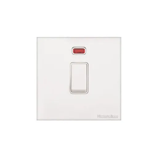 Windsor Range-Matt White-20A Double Pole Switch with Neon