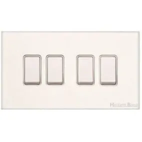 Windsor Range-Matt White-4 Gang Rocker Switch (10 Amp)
