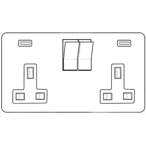 Elite Stepped Plate Range-Polished Black Nickel-Double USB Socket With A+C (13 Amp)