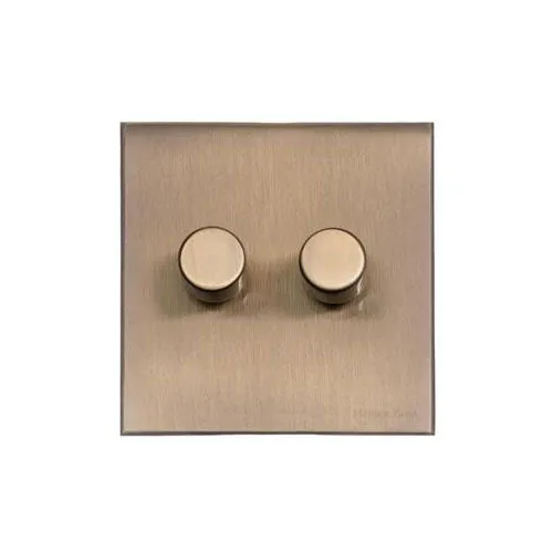 Windsor Range-Matt Antique Brass-2 Gang LED Dimmer (Compatible with LED Lamps)