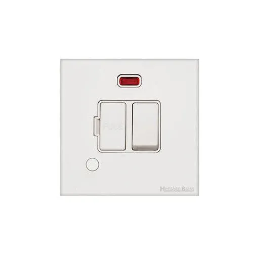 Windsor Range-Matt White-Switched Spur with Neon + Cord (13 Amp)