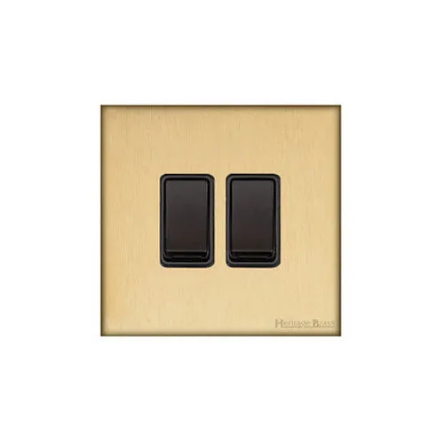 Windsor Range-Satin Brass-2 Gang Rocker Switch (10 Amp)