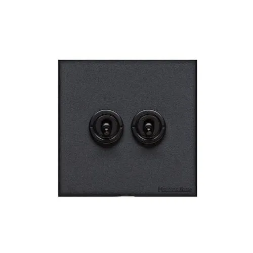 Windsor Range-Matt Black-2 Gang Toggle Switch