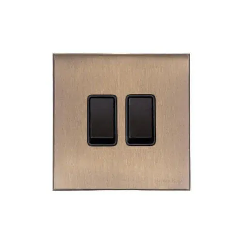 Windsor Range-Matt Antique Brass-2 Gang Rocker Switch (10 Amp)