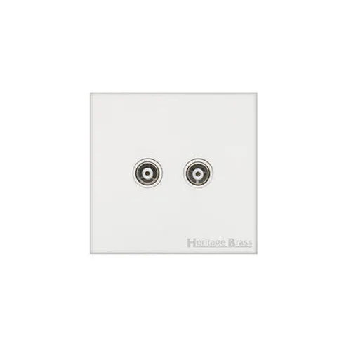 Windsor Range-Matt White-2 Gang TV Coaxial Socket
