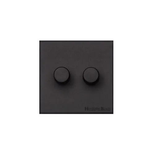 Windsor Range-Matt Black-2 Gang LED Dimmer (Compatible with LED Lamps)