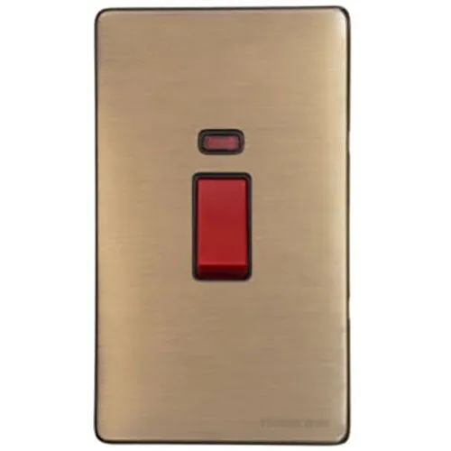 Vintage Range-Antique Brass-45A DP Cooker Switch with Neon (tall plate)