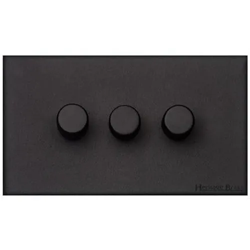 Windsor Range-Matt Black-3 Gang LED Dimmer (Compatible with LED Lamps)