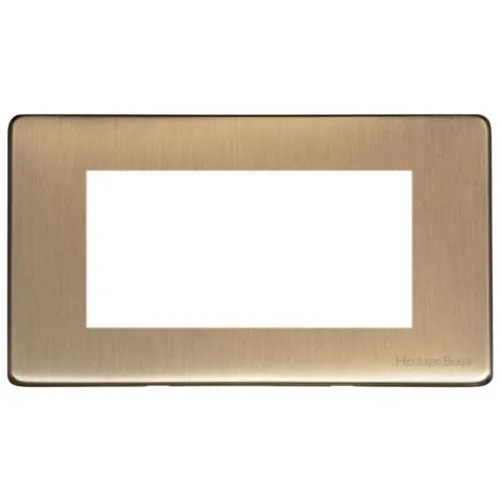 Vintage Range-Antique Brass-4 Module Euro Plate