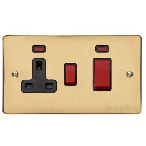 Elite Flat Plate Range-Polished Brass-45A Cooker Unit + 13A Socket