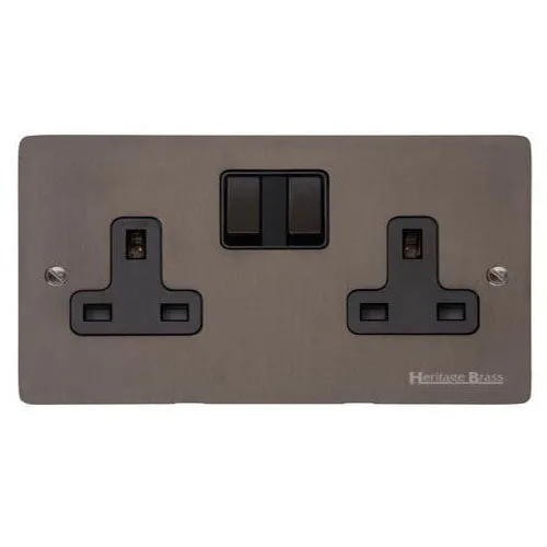 Elite Flat Plate Range-Matt Bronze-Double Socket (13 Amp)