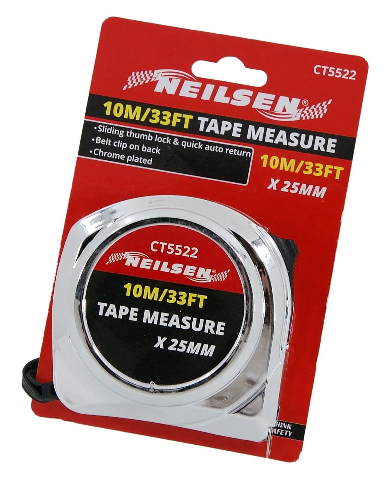 Tape Measure Metric And Imperial With Chrome Body - 10M/ 33Ft
