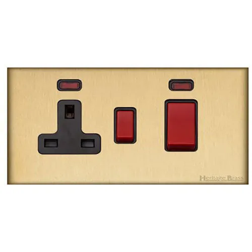 Windsor Range-Satin Brass-45A Cooker Unit + 13A Socket
