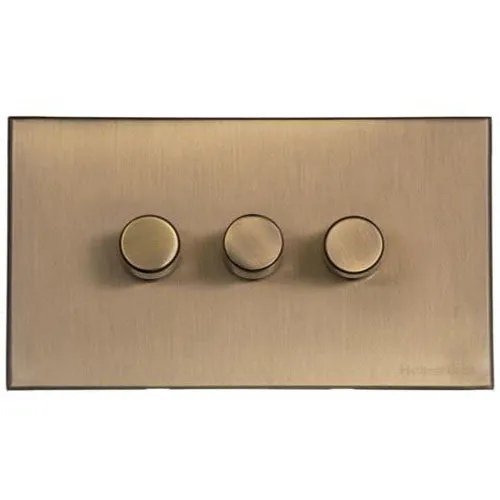 Windsor Range-Matt Antique Brass-3 Gang Dimmer (400 watts)