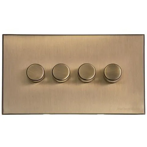 Windsor Range-Matt Antique Brass-4 Gang LED Dimmer (Compatible with LED Lamps)