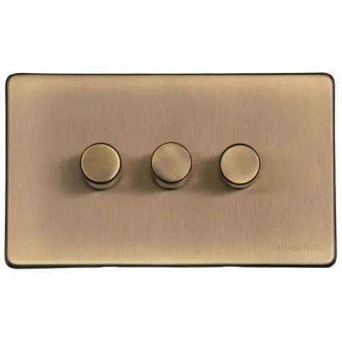 Vintage Range-Antique Brass-3 Gang LED Dimmer (Compatible with LED Lamps)