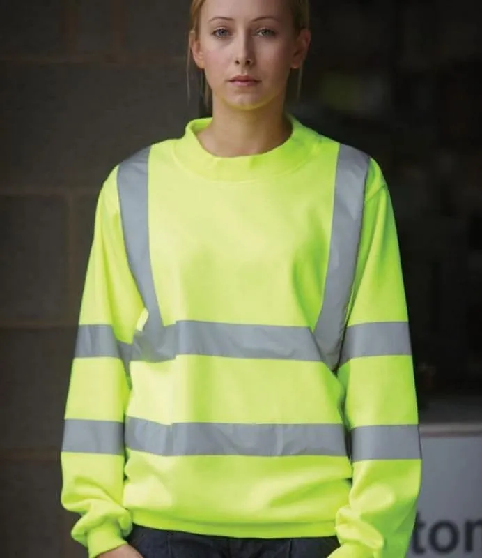 Xl Hi Vis High Visibility Yellow Jacket Pullover Work Fleece Sweatshirt